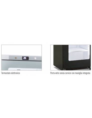 Armadio Vetrina Lt. 400 in colore nero con porta a vetro senza cornice -Refrigerazione statica con agitatore +2°+8°C-cm 60x62,5x