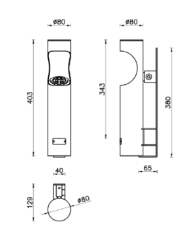 Spegnisigarette a palo, realizzato in acciaio zincato e verniciato - cm Ø8x40,3h