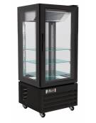 Vetrina espositiva verticale refrigerata pasticceria nera ventilata +2° +10°C - N°3 ripiani a vetro-Capacità 431 Lt -cm 65x65x15