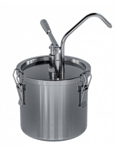 Dispenser singolo per salse on acciaio inox 304 - capacità lt 4,5 - capacità erogazione ml 15 per erogazione - mm Ø180x400h