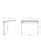 Pensilina monofacciale in acciaio zincato e verniciato, modulo base, copertura in policarbonato - cm 308x239,2x243,9h