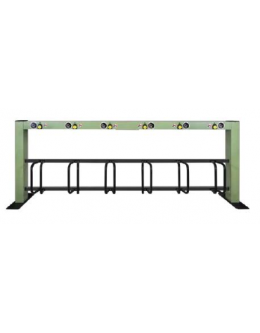 Portabici 6 posti per ricarica e-bike in alluminio verniciato - cm 270x30,5x100,5h