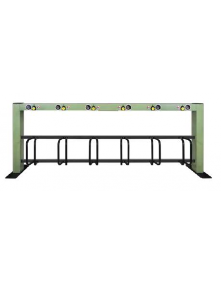 Portabici 6 posti per ricarica e-bike in alluminio verniciato - cm 270x30,5x100,5h