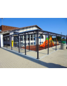 Percorso pedonale coperto modulare in acciaio verniciato e copertura in policarbonato - Prezzo al metro lineare