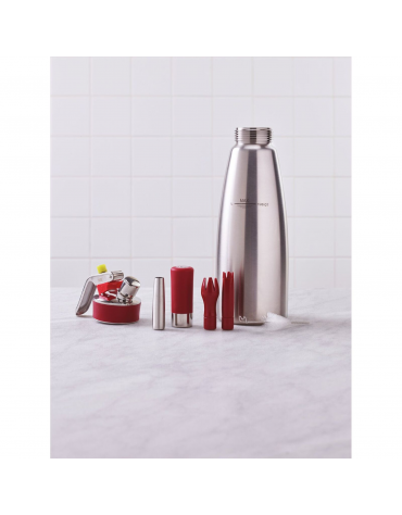 Sifone panna montata in acciaio inox con guarnizione in silicone resistente al calore - capacità lt. 1