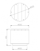 Seduta pouf tonda in legno di pregio, struttura in acciaio zincato e verniciato - cm Ø50x45h