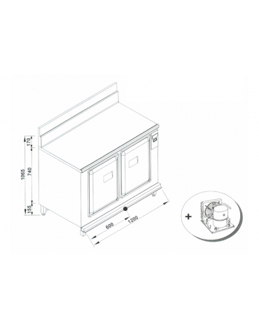 Retrobanco refrigerato da cm. 120