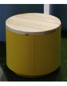 Seduta pouf tonda in legno di pino, struttura in acciaio zincato e verniciato - cm Ø50x45h