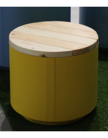 Seduta pouf tonda in legno di pino, struttura in acciaio zincato e verniciato - cm Ø50x45h