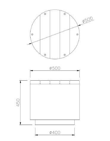 Seduta pouf tonda in legno di pino, struttura in acciaio zincato e verniciato - cm Ø50x45h