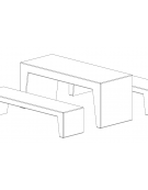 Set composto da 1 tavolo e 2 panchine in graniglia di marmo - con trattamento antigraffiti e fianchi bocciardati