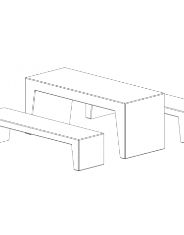 Set composto da 1 tavolo e 2 panchine in graniglia di marmo - con trattamento antigraffiti e fianchi bocciardati