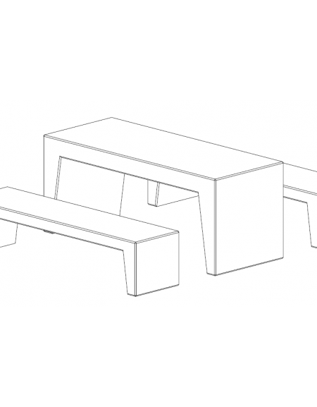 Set composto da 1 tavolo e 2 panchine in graniglia di marmo - con trattamento antigraffiti e fianchi bocciardati