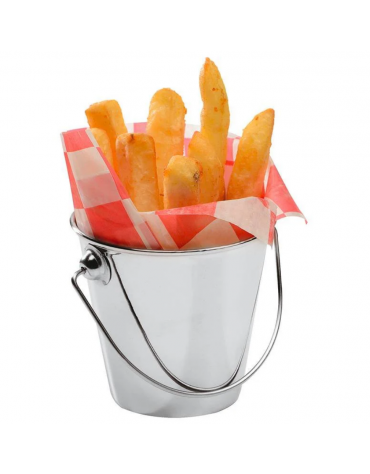 Mini secchio porta snack in acciaio inox - capacità lt. 0,33 - diametro cm 9 - altezza cm 8,5