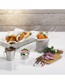 Mini cestino porta snack rettangolare in acciaio inox - cm 10x8,5x6,5h