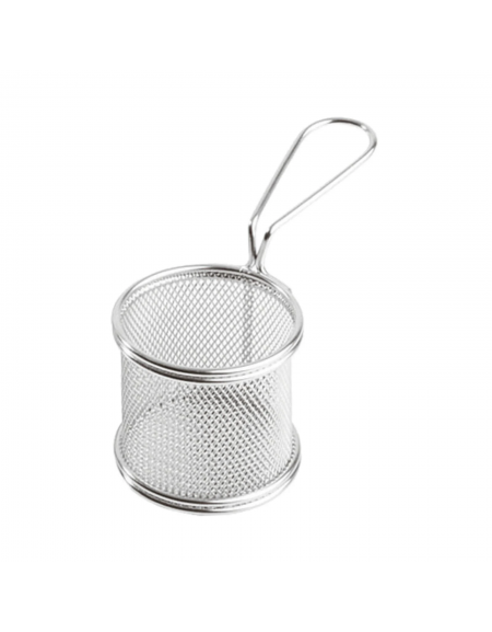 Mini cestino porta snack rotondo in acciaio inox - diametro cm 9 - altezza cm 8,5