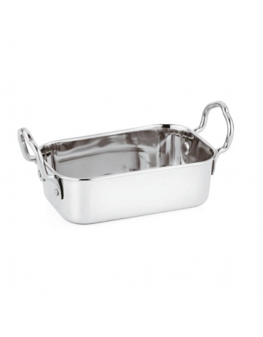 Mini tegame rettangolare in acciaio inox - capacità lt. 0,5 - cm 14,5x9,5x4,5