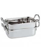 Mini tegame rettangolare in acciaio inox - capacità lt. 0,5 - cm 14,5x9,5x4,5