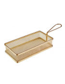 Cestino porta snack rettangolare in acciaio inox con rivestimento color oro - cm 21,5x10,5x4,5h