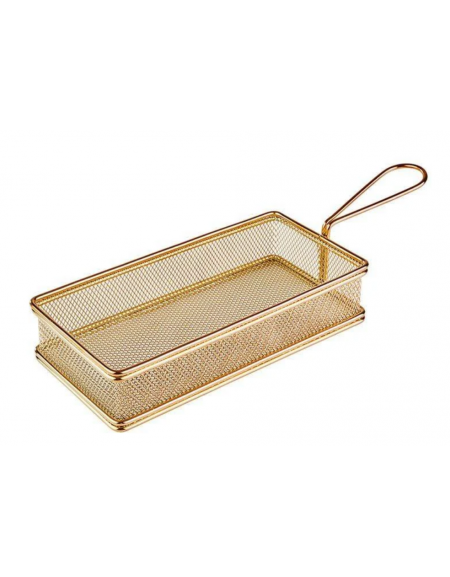 Cestino porta snack rettangolare in acciaio inox con rivestimento color oro - cm 21,5x10,5x4,5h