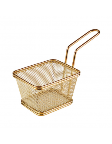 Mini cestino porta snack rettangolare in acciaio inox con rivestimento color oro - cm 10x8,5x6,5h