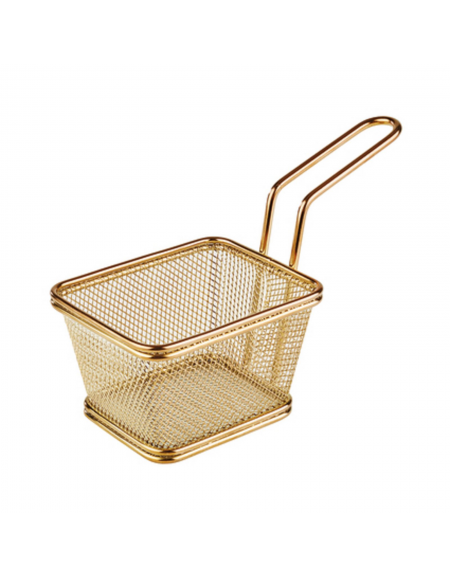 Mini cestino porta snack rettangolare in acciaio inox con rivestimento color oro - cm 10x8,5x6,5h