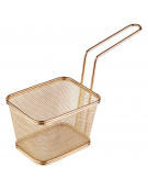 Mini cestino porta snack rettangolare in acciaio inox con rivestimento color oro - cm 13x10,5x9h