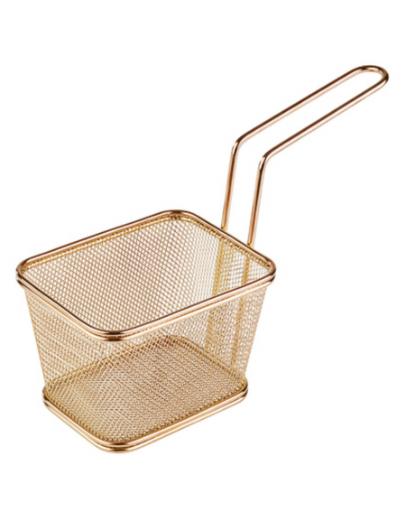 Mini cestino porta snack rettangolare in acciaio inox con rivestimento color oro - cm 13x10,5x9h