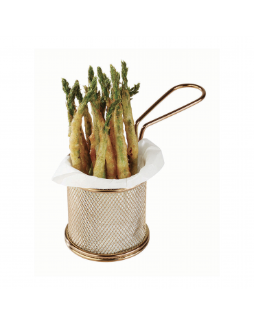 Mini cestino porta snack rotondo in acciaio inox con rivestimento color oro - diametro cm 8 - altezza cm 7,5