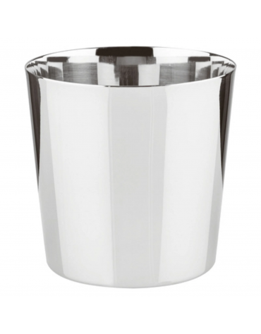 Mini cestello porta snack rotondo in acciaio inox con superficie liscia - capacità lt. 0,35 - diametro cm 8,5 - altezza cm 8,5