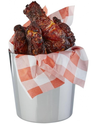 Mini cestello porta snack rotondo in acciaio inox con superficie liscia - capacità lt. 0,35 - diametro cm 8,5 - altezza cm 8,5