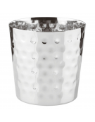 Mini cestello porta snack rotondo in acciaio inox con superficie martellata - capacità lt. 0,35 - diametro cm 8,5 - altezza cm 8