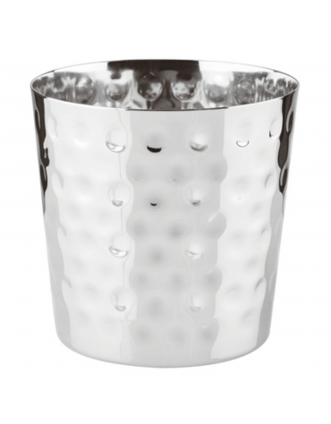 Mini cestello porta snack rotondo in acciaio inox con superficie martellata - capacità lt. 0,35 - diametro cm 8,5 - altezza cm 8