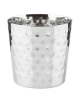 Mini cestello porta snack rotondo in acciaio inox con superficie martellata - capacità lt. 0,35 - diametro cm 8,5 - altezza cm 8
