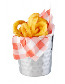 Mini cestello porta snack rotondo in acciaio inox con superficie martellata - capacità lt. 0,35 - diametro cm 8,5 - altezza cm 8