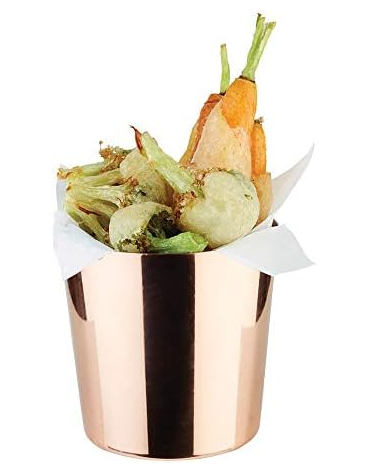 Mini cestello porta snack rotondo in acciaio inox con superficie liscia - colore rame - lt. 0,35 - Ø cm 8,5 - altezza cm 8,5