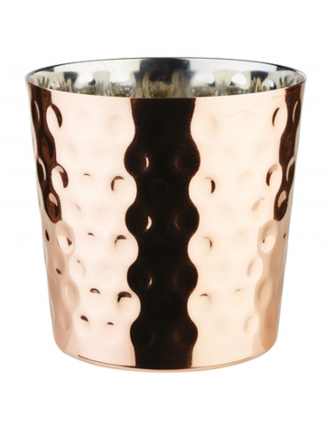 Mini cestello porta snack rotondo in acciaio inox con superficie martellata - colore rame - lt. 0,35 - Ø cm 8,5 - altezza cm 8,5