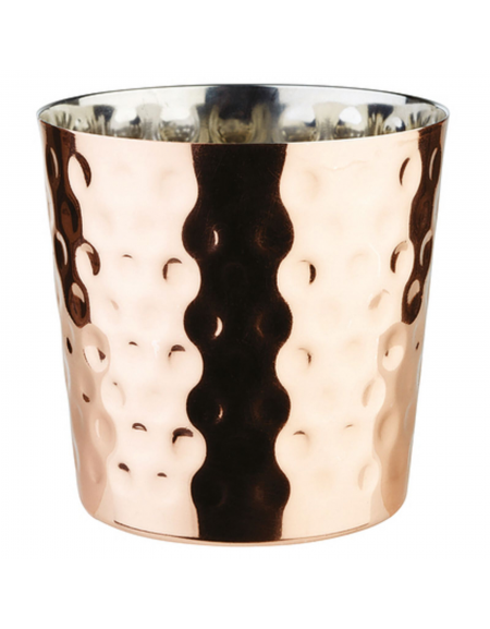 Mini cestello porta snack rotondo in acciaio inox con superficie martellata - colore rame - lt. 0,35 - Ø cm 8,5 - altezza cm 8,5