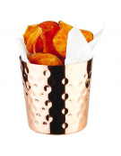 Mini cestello porta snack rotondo in acciaio inox con superficie martellata - colore rame - lt. 0,35 - Ø cm 8,5 - altezza cm 8,5