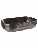 Ciotola porta snack rettangolare in alluminio con superficie martellata - colore nero - capacità lt. 1,4 - cm 23x15,5x6h