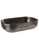 Ciotola porta snack rettangolare in alluminio con superficie martellata - colore nero - capacità lt. 1,4 - cm 23x15,5x6h