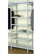 Scaffale metallico in acciaio verniciato RAL 7035 con 7 ripiani cm 120x30 -Montaggio a gancio-Dimensioni esterne cm 126,4x30x350