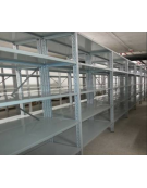 Scaffale metallico in acciaio verniciato RAL 7035 con 7 ripiani cm 120x40 -Montaggio a gancio-Dimensioni esterne cm 126,4x40x350