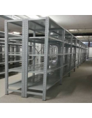 Scaffale metallico in acciaio verniciato RAL 7035 con 7 ripiani cm 100x50 -Montaggio a gancio-Dimensioni esterne cm 106,4x50x350