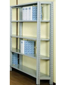 Scaffale metallico in acciaio verniciato RAL 7035 con 7 ripiani cm 100x60 -Montaggio a gancio-Dimensioni esterne cm 106,4x60x350