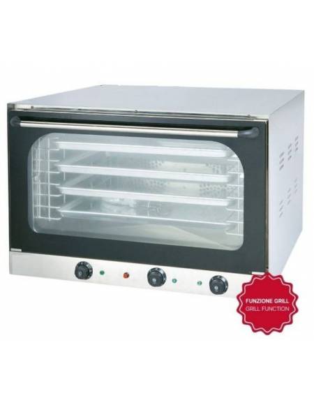 Forno a convenzione in acciaio inox ventilato con grill - 2 ventole e 2 resistenze - capacità 5 Teglie cm 60x40 ( incluse)