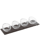 Set 4 ciotole in vetro su vassoio in ardesia per aperitivo e degustazione - capacità ciotole ml 43 cad. - cm 35x10