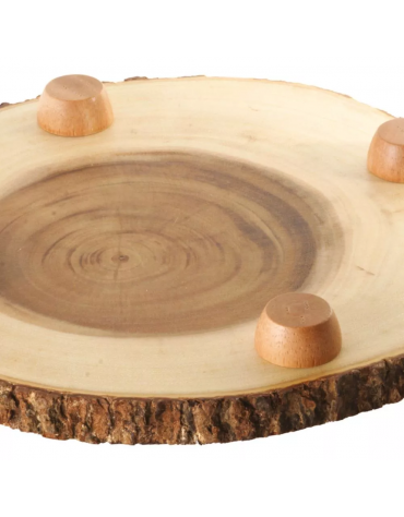Tagliere rotondo in legno di acacia con piedini - diametro cm 20
