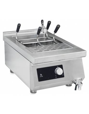 Cuocipasta a induzione professionale da banco - capacità lt 15 - incluso kit di 3 cestelli - Trifase Kw 5 - cm 40x70x34,8h