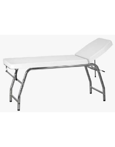 LETTINO DA VISITA MEDICA AD UNO SNODO -PORTATA 130 KG - STRUTTURA TUBOLARE CROMATO - CM 190X60X75H